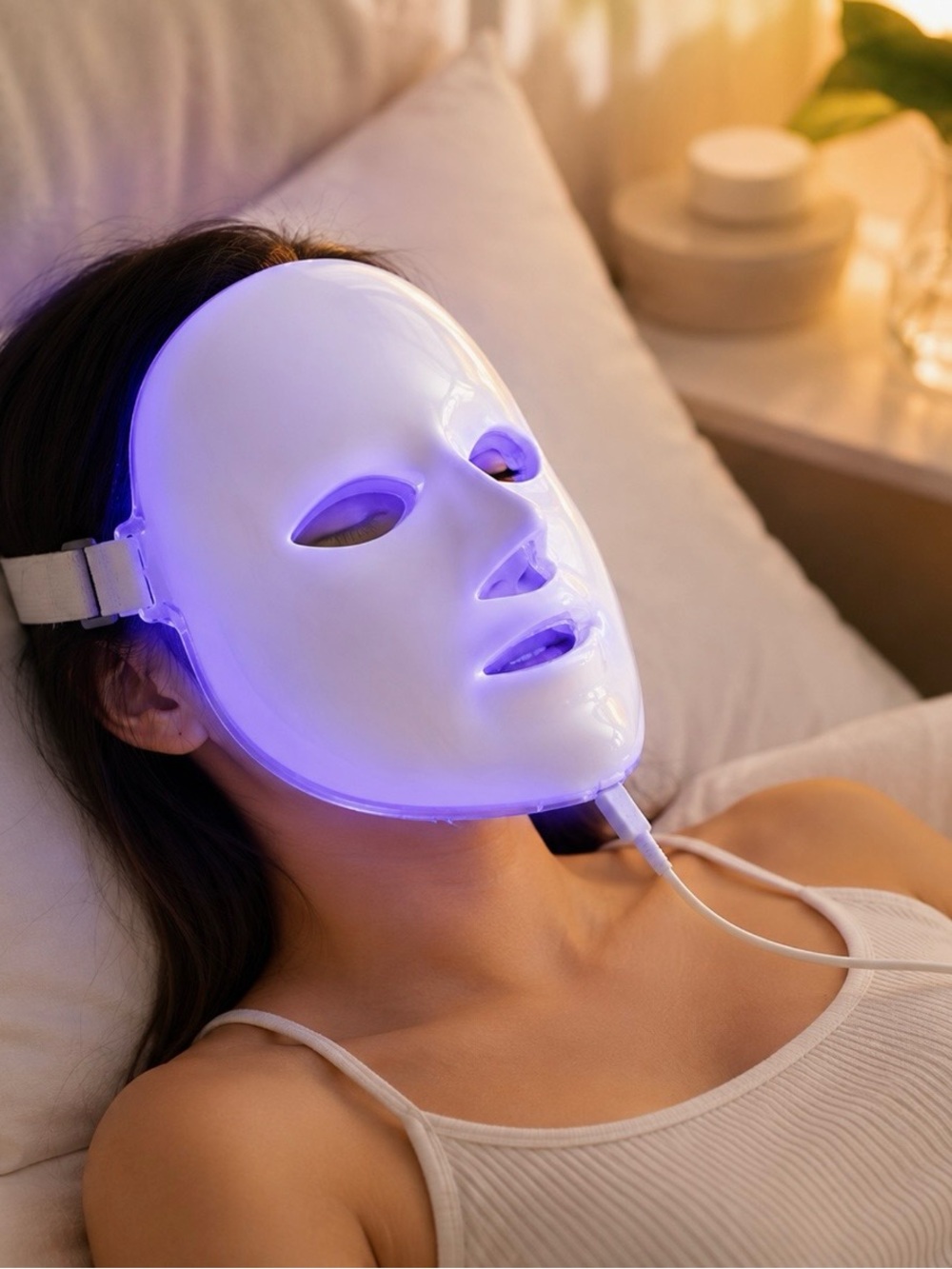 LED Light Therapy Facial Mask - White